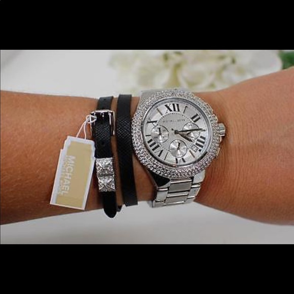 MICHAEL KORS SILVER LEATHER Wrap BRACELET NEW BOX - Picture 8 of 8